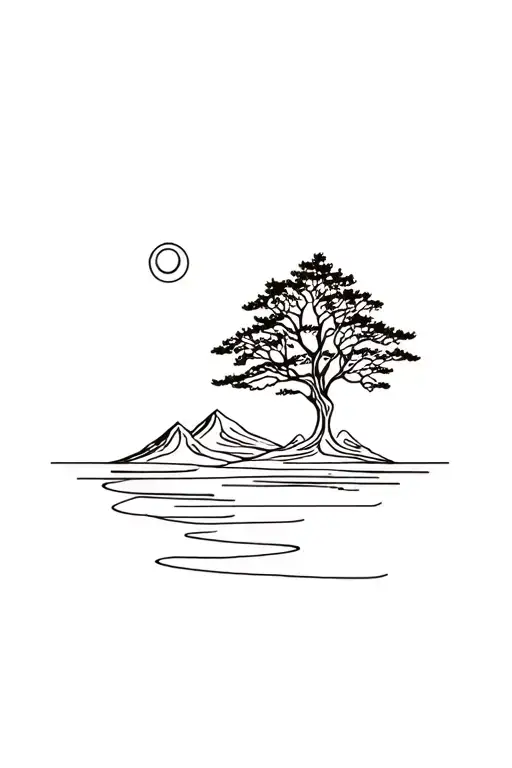 Sun Earth Mountain Water Tree