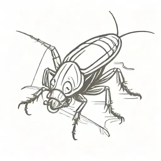 Line Drawing Of A Cockroach Drinking Tea