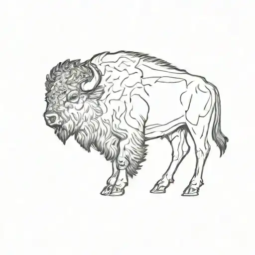 Bison Side Profile Outline Filled