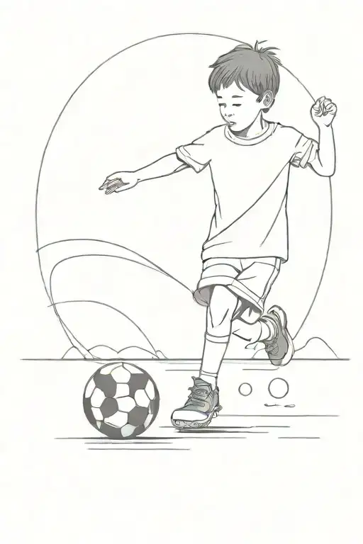 Child Playing Soccer In The Street