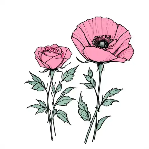 A Rose A Cosmo And A Poppy Flower Bouquet