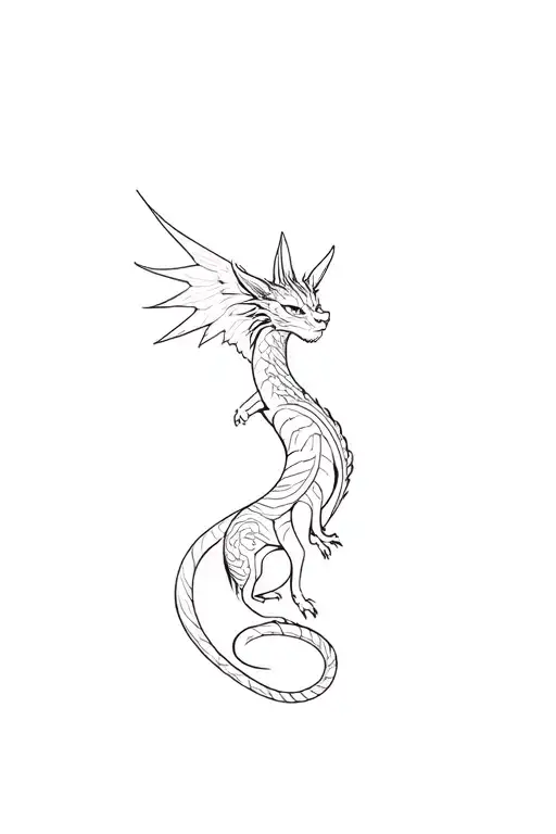 Bastet And A Dragon With Wings