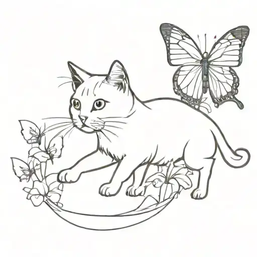 Ghost Cat In Sheet Catching Butterfly Made