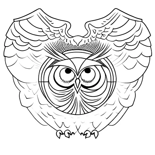 Stencil Of An Owl Coming Out Of A Shell