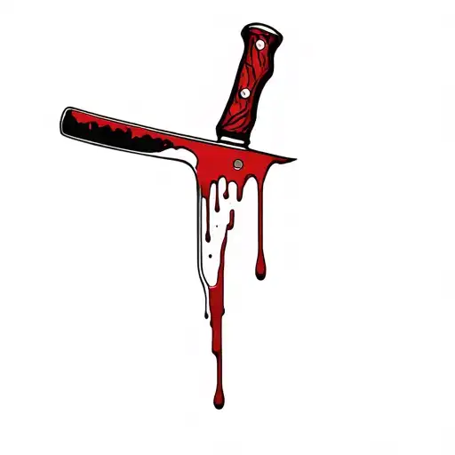 A Knife Covered In Blood Dripping No Color