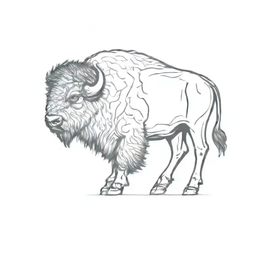 Bison Side Profile Outline Filled