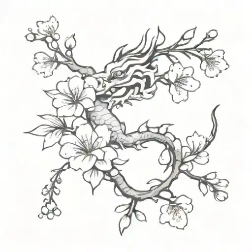Cherry Blossoms With Dragon