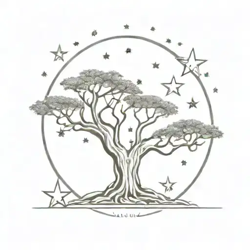 Baobab Tree And Three Stars