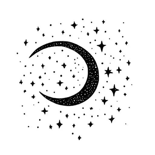 Lune Et Galaxy Filled With Stars