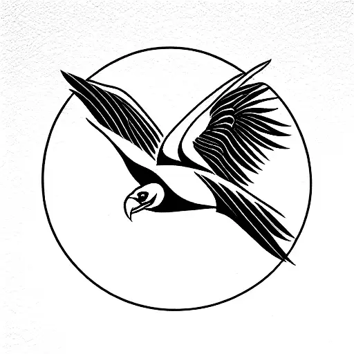 Fiercy Eagle Flying Against The Rain