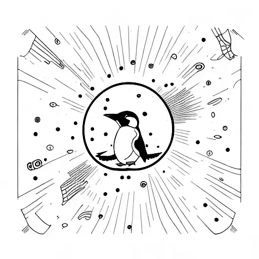 Black And White Line Penguin