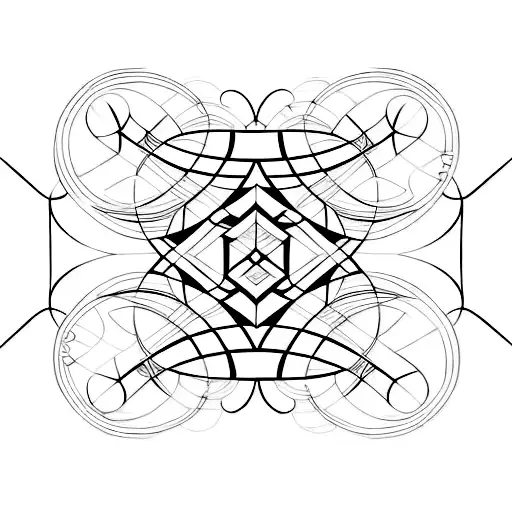 A Geometric Design Incorporating Musical Symbols And Abstract Patterns