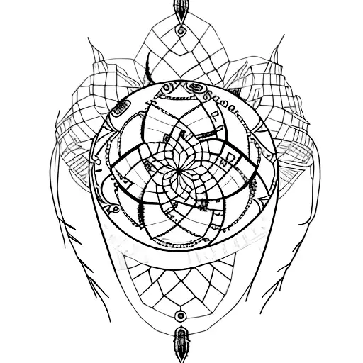 Tattoo Of A Punk Rock Inspired Dreamcatcher With The Iddqd Code Symbol Incorporated