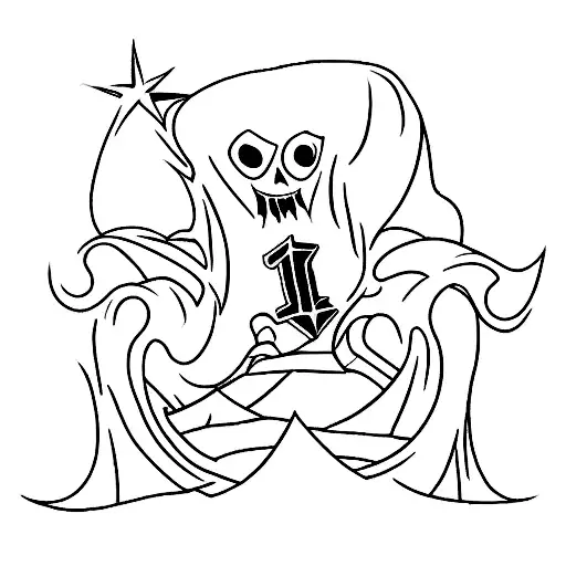 Evil Ghost With Number 1 Behind It