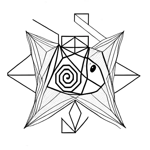 Bird Coming Through A Geometric Figure