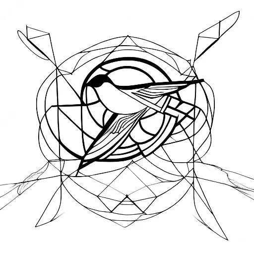 Bird Flying Through A Geometric Figure