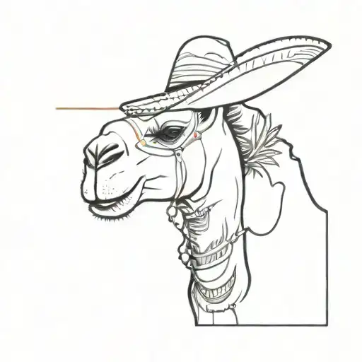 Camel With Mexican Straw Hat