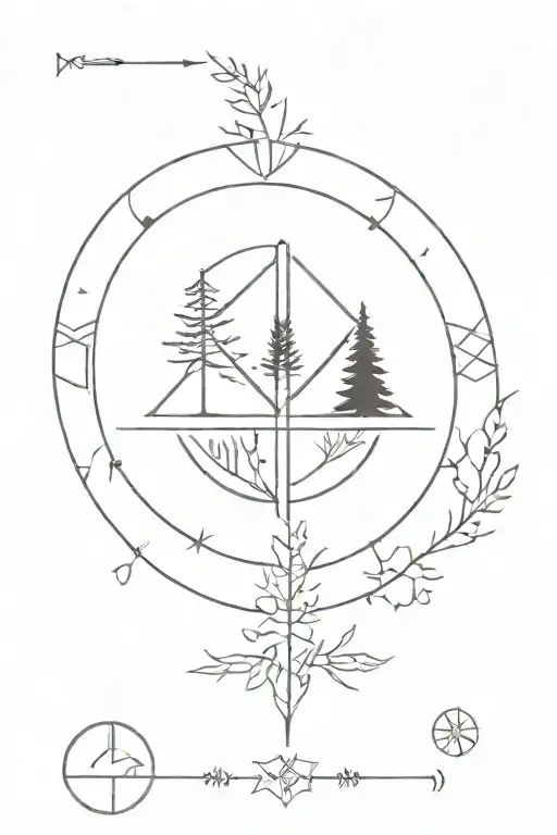 Native Compass Combined With The 4 Elements Like Trees