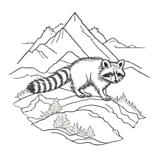 Raccoon On A Mountain Range
