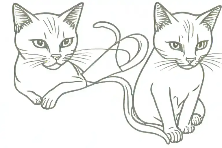 Two Sister Cats Playing