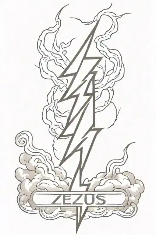 Lightning Bolt With The Word Zeus On It