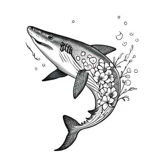 Birds Eye View Of Whale Shark Swimming With Flowers