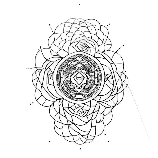 A Minimalist Tattoo Showcasing The Beauty Of Nature Through Intricate Geometric Patterns