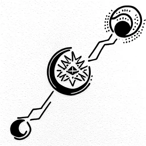 A Forearm Tattoo With Planet Elements And With A Binary Text Sequence