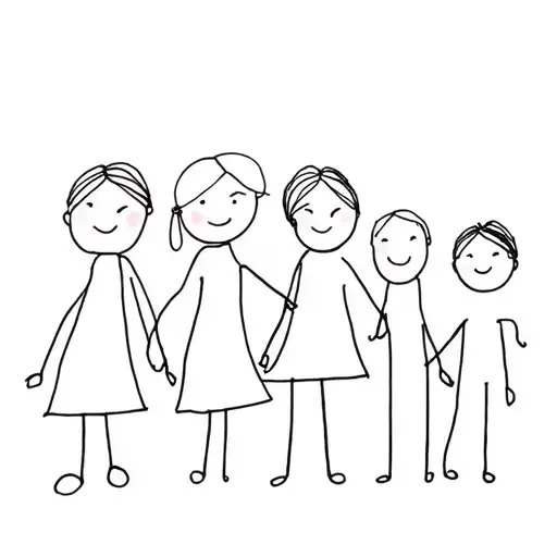 A Little Girl With Her Three Older Brothers Using A Stick People Design