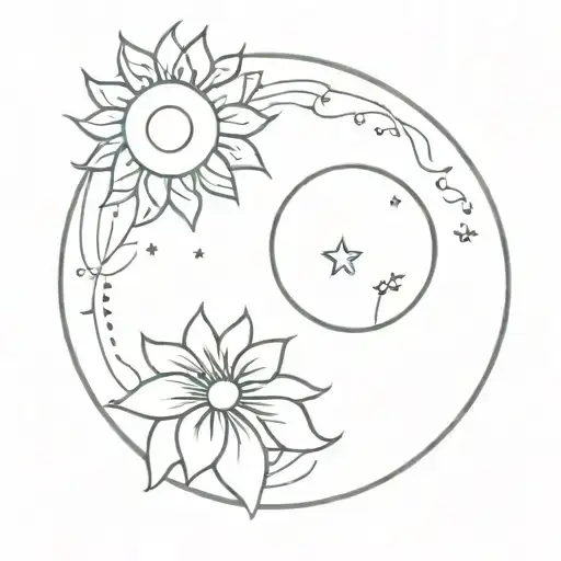 Sun And Moon With Marigold Flower