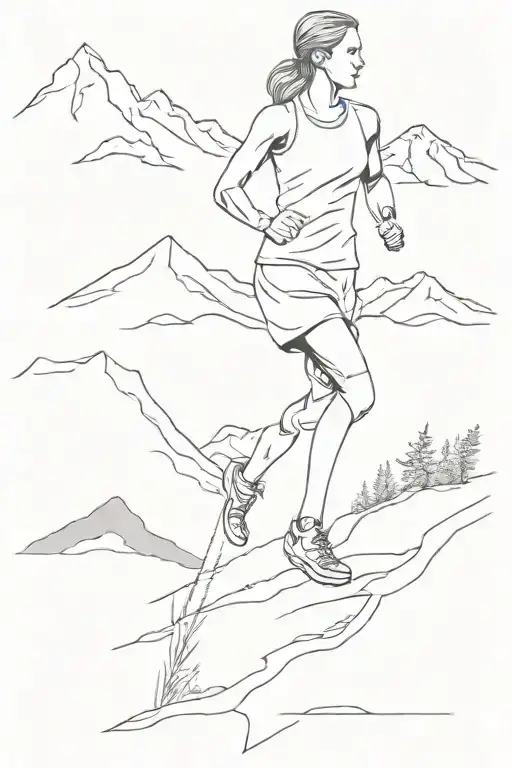 Silhouette Of A Runner And A Mountain