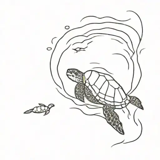 A Person Floating In The Sea Looking At A Turtle Below