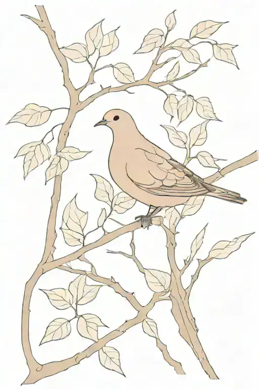 Mourning Dove Sitting On A Maple Branch Representing