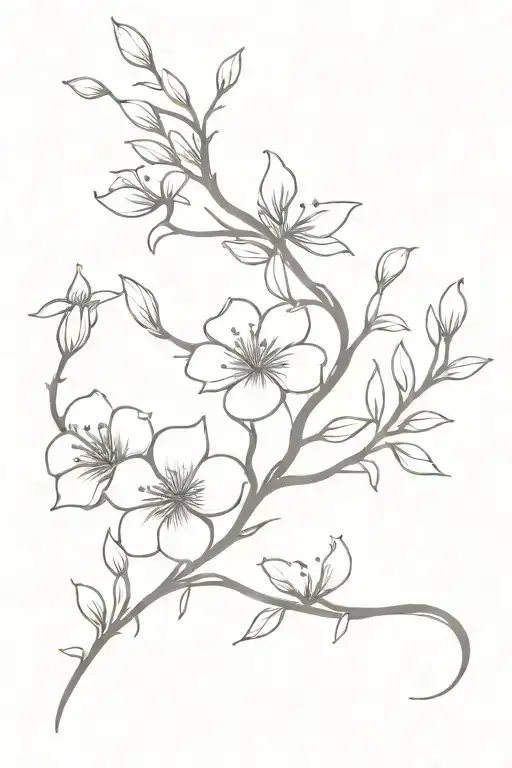 Snake Blossom Branch And Petals Falling