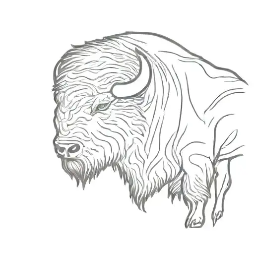 Single Line Bison Side Profile Outline