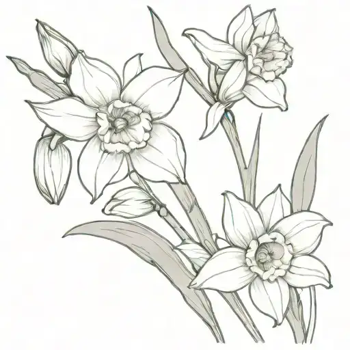 Daffodil And Sampagita Flower Stem Wrapped Bouquet Fine Line Minimalist