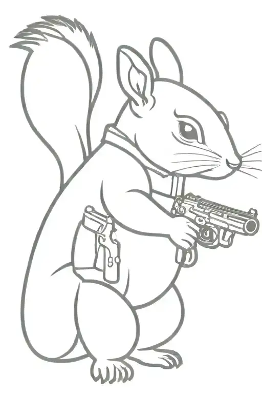 Cowboy Squirrel Holding A Gun