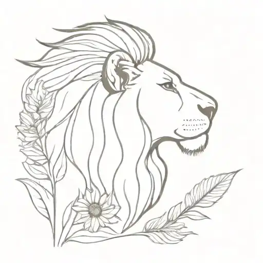 Lion With A Sunflower Under