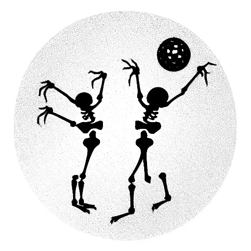 Two Skeleton Dancing Under Disco Ball