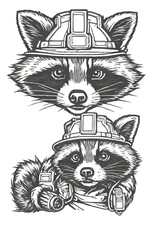 Raccoon Wearing A Hard Hat