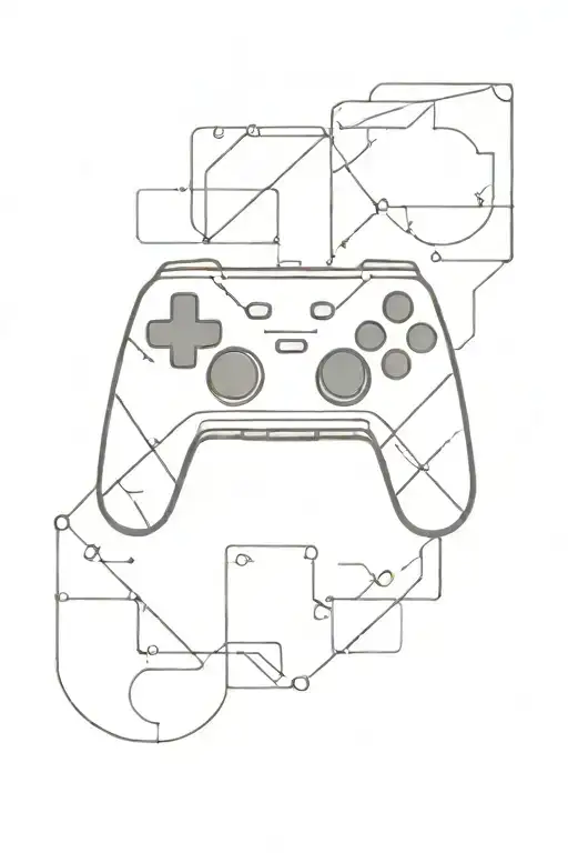 A Minimalist Tattoo Of A Gaming Controller With Geometric Patterns