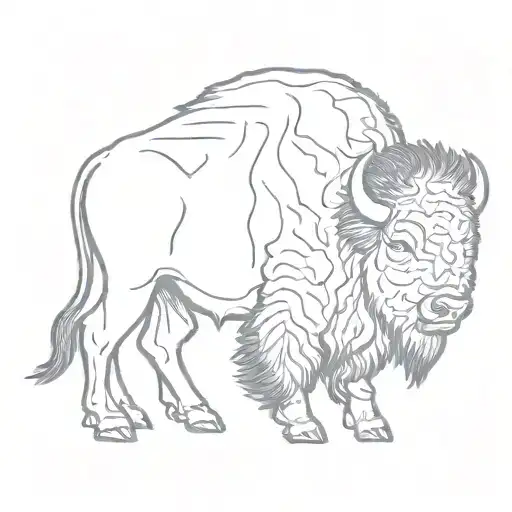 Single Line Bison Side Profile Outline