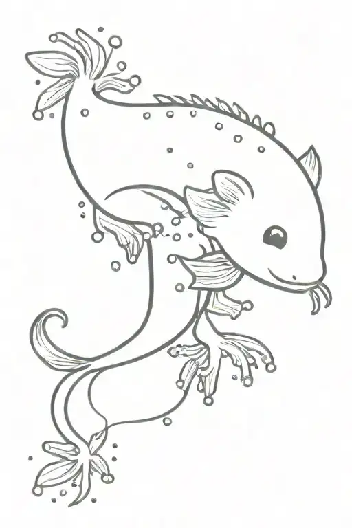 Axolotl Back Long Tail Water Bubbles