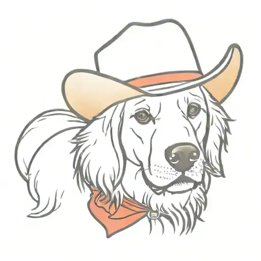Golden Retriever Wearing A Cowboy Hat With A Red Bandana