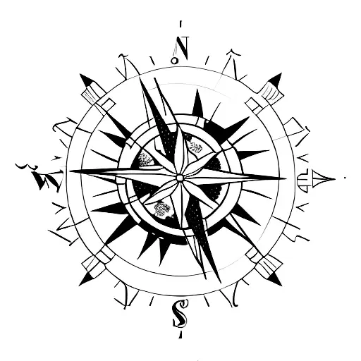 A Compass Rose With Intricate Details And A Map Of Mauritius In The Background