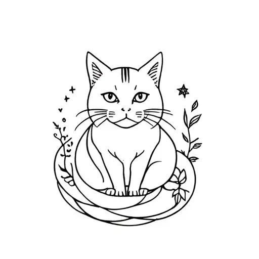 Cat Surrounded By Witchy Elements