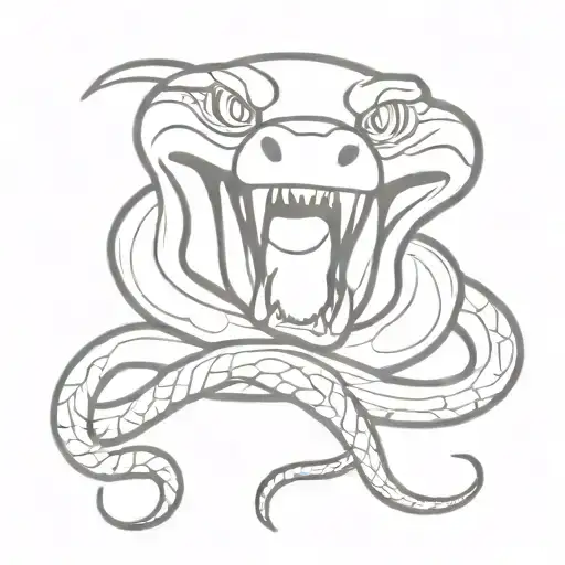 A Coiled Snake Showing Teeth