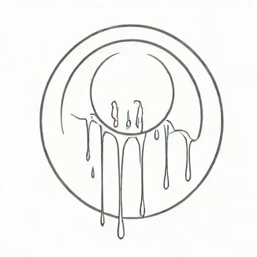 A Traditional Style Tattoo Of A Circle Dripping Blood