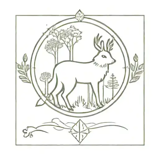 A Minimalist Design Of A Tarot Card With A Forest Animal Incorporated Into The Imagery