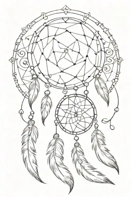 Design A Tattoo Of A Dreamcatcher With Intricate Patterns Inspired By Astrology